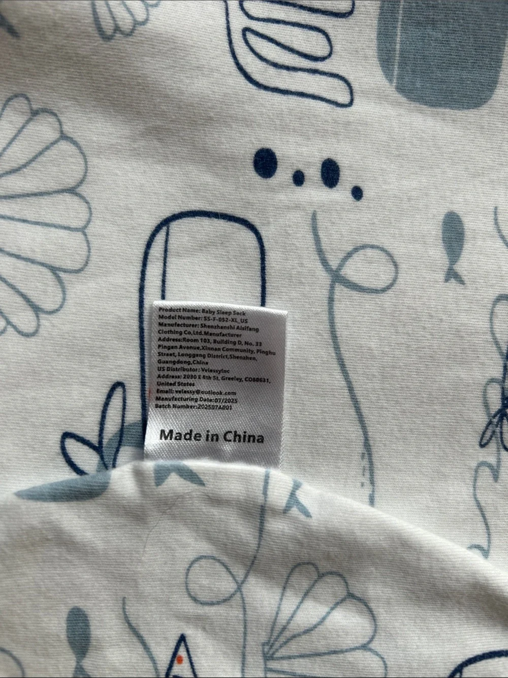 Sleeveless Baby Sleep Sack in Soft Blue Whale Print with 2-Way Zipper